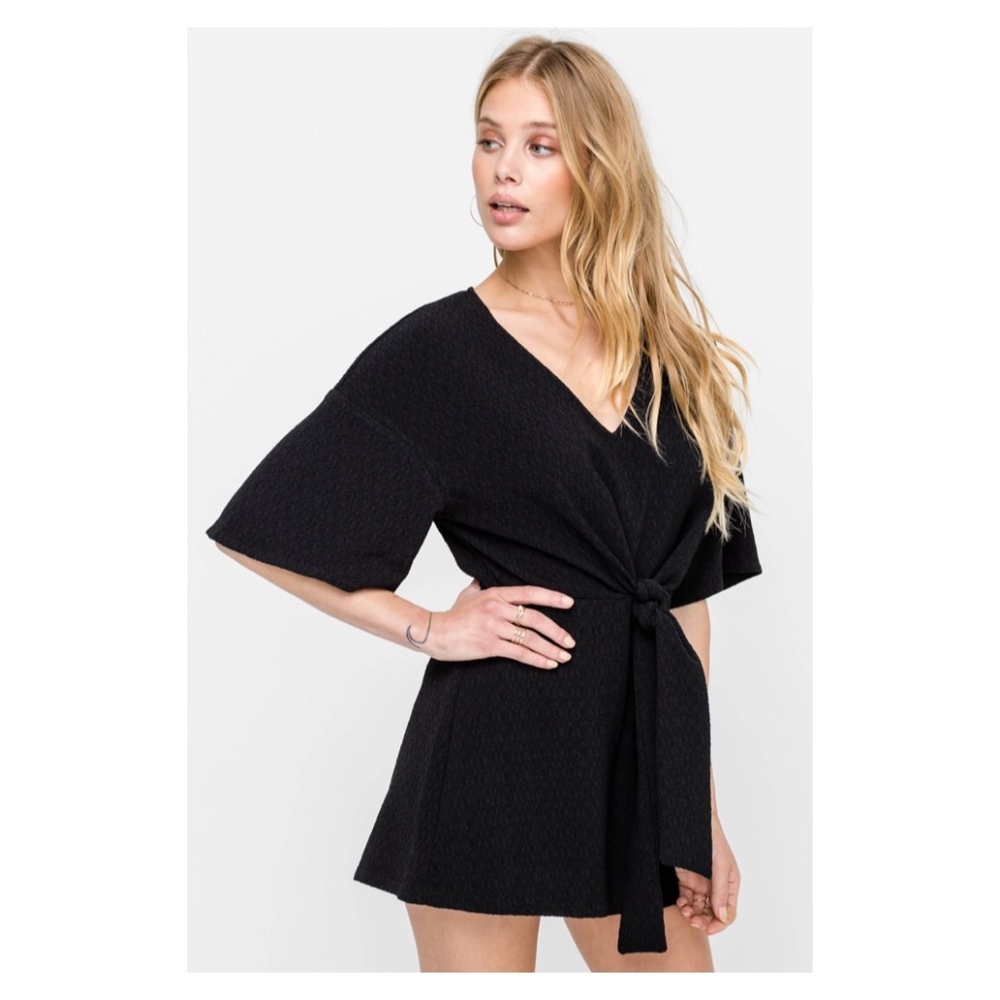 Tattooed Heart Black Tie Front Romper